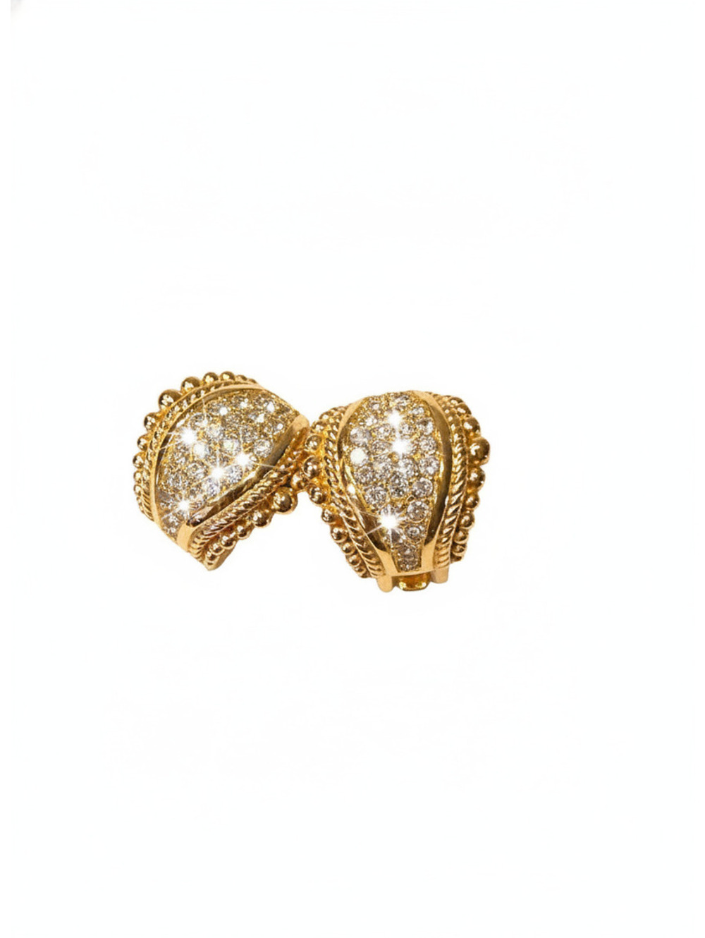 CHRISTIAN DIOR Etruscan Plated Clear Pave Crystal River Clip Earrings KK18i